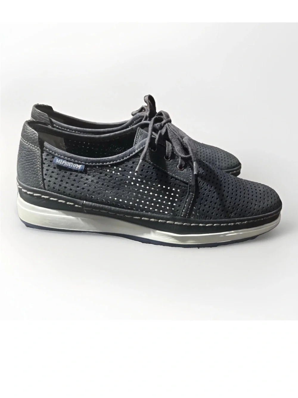 Mephisto Men's Perforated Lace-Up Sneaker - navy blue
